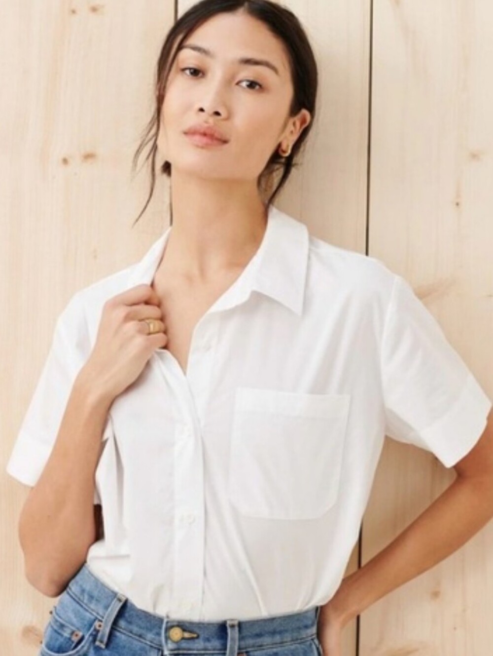 Jenni Kayne boyfriend short sleeve shirt MEDIUM